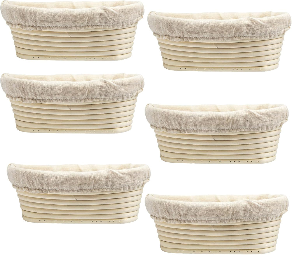 6 Pack 6.5 Inch Oval Bread Proofing Basket,Banneton Basket Bread Baking Bowl ...