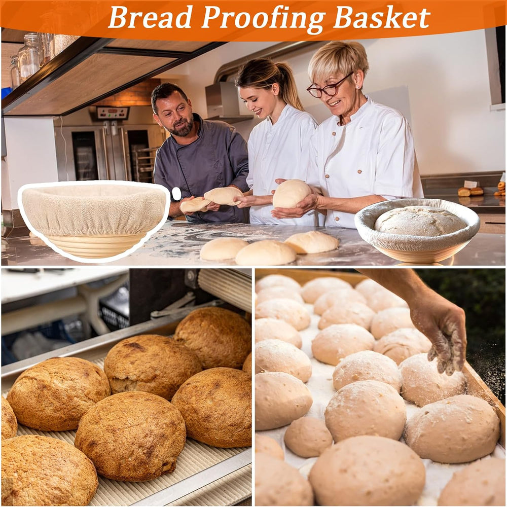 10 Pack Round Banneton Proofing Basket Set, 5 Inch