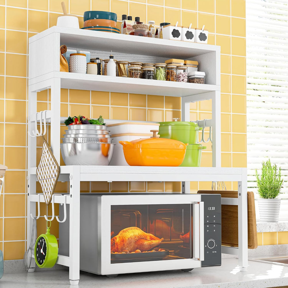 EnHomee 4-Tier Microwave Stand for Countertop Storage, White