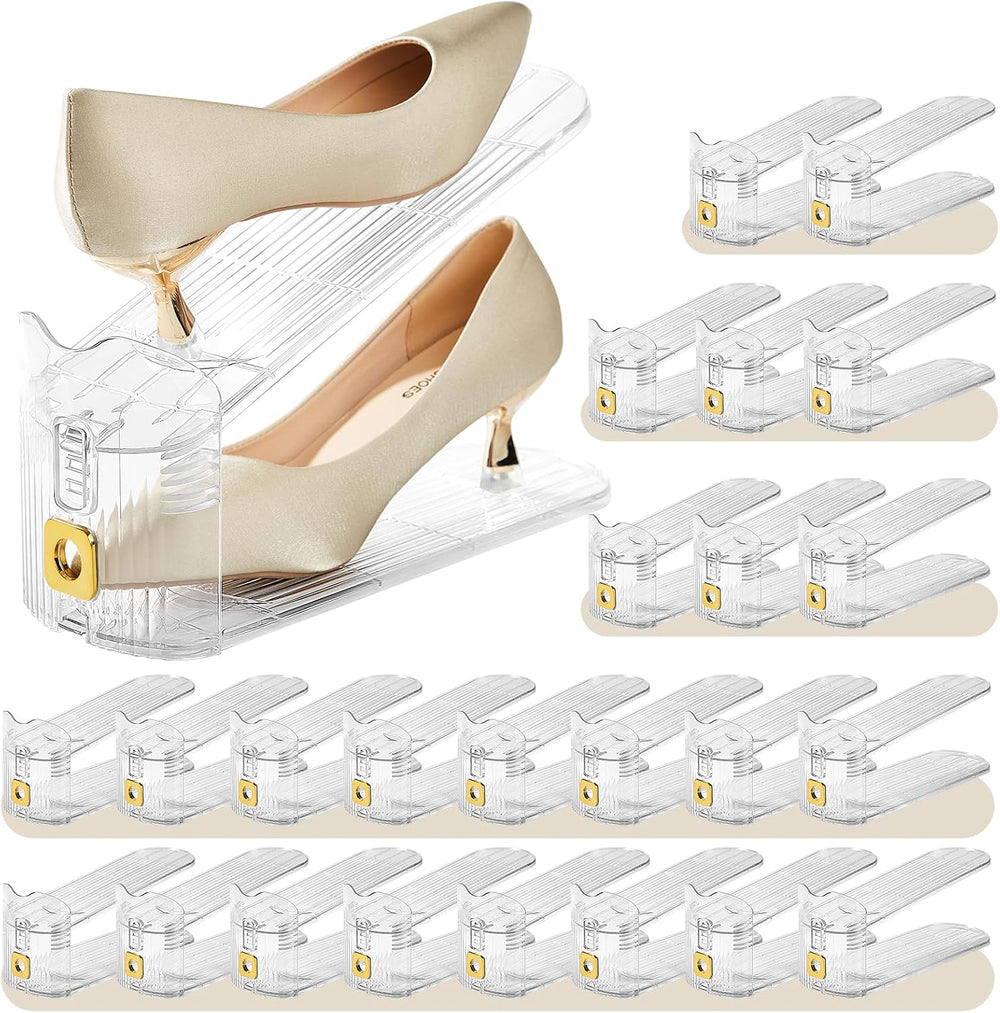 30 Pack Shoe Slots Organizer for Closet, Adjustable Shoe Stackers for a Pair ...