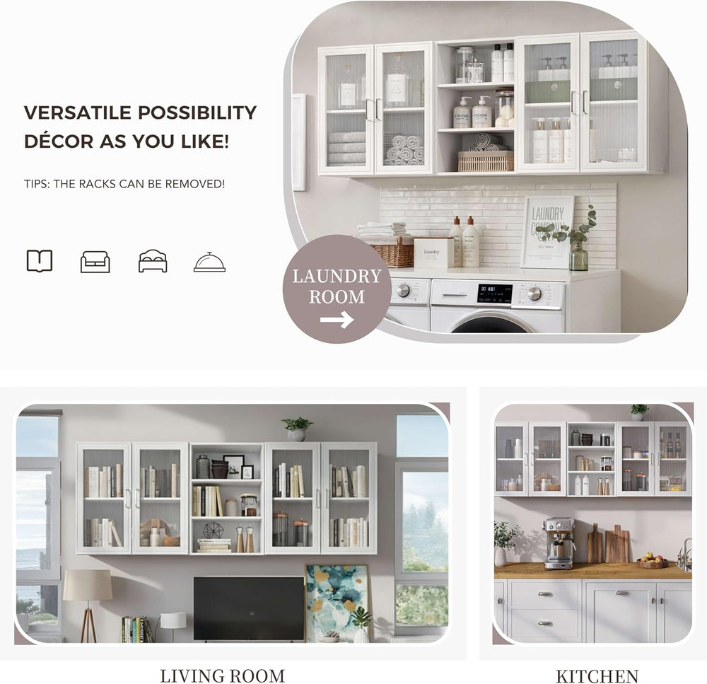 FIMELLO 63’’ Laundry Room Cabinets Shelves Set, Acrylic Door, Adjustable Shel...