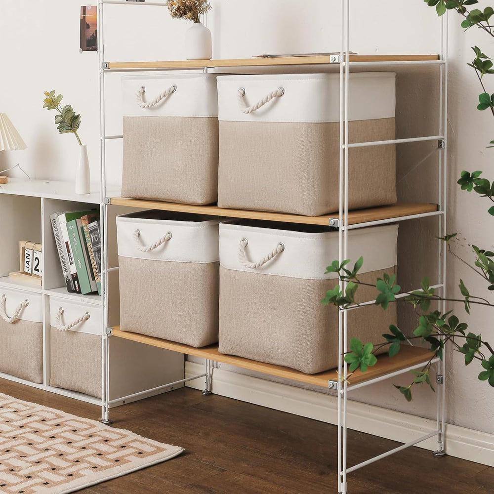 MidmmVick 13 x 13 Inch Cube Storage Bins, 6 Pack Extra Large Collapsible Fabr...