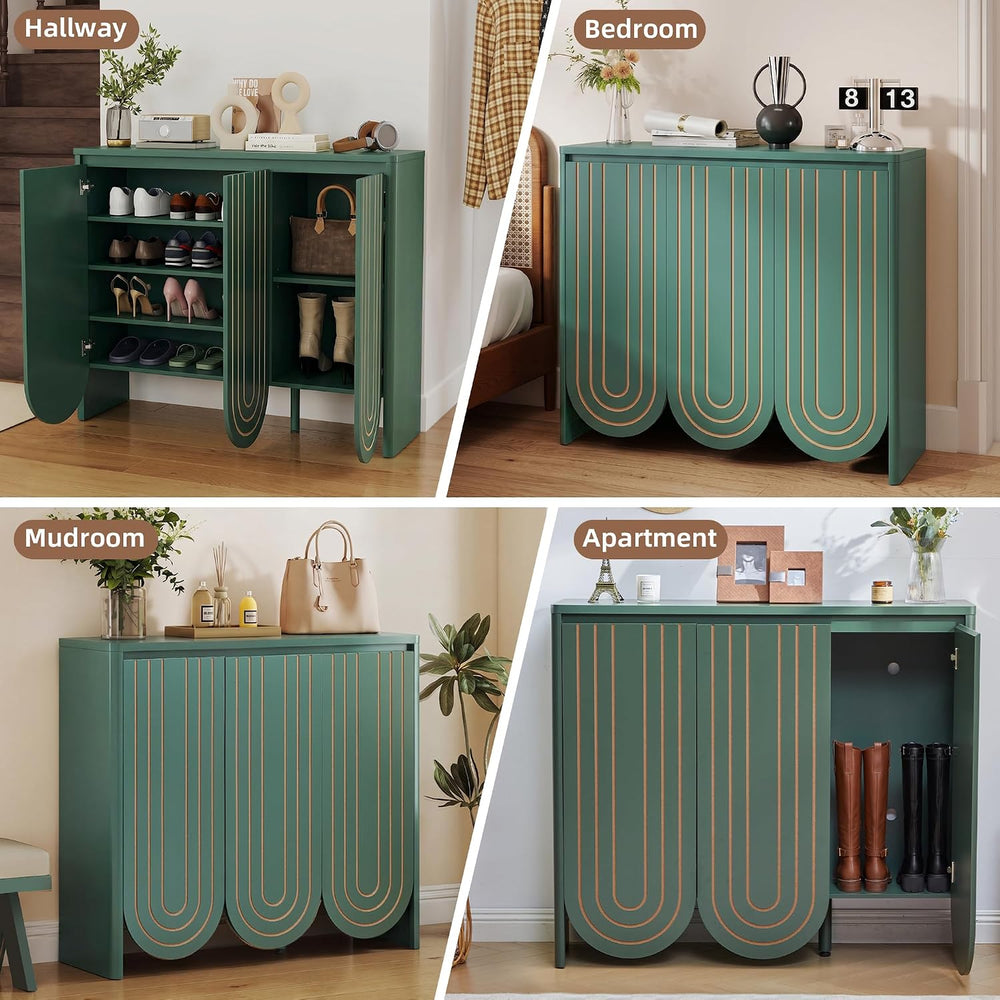 47" Large Shoe Cabinet for Entryway, Shoe Storage Cabinet with Adjustabl...