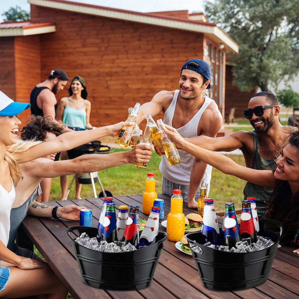 Patelai 6 Pcs Plastic Ice Buckets with Handles,4.5 Liter,Black
