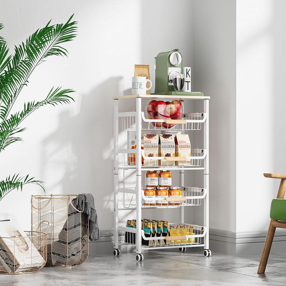 NiuYichee 5-Layer Fruit Basket Kitchen Food Organizer and Rack, Stackable Sto...