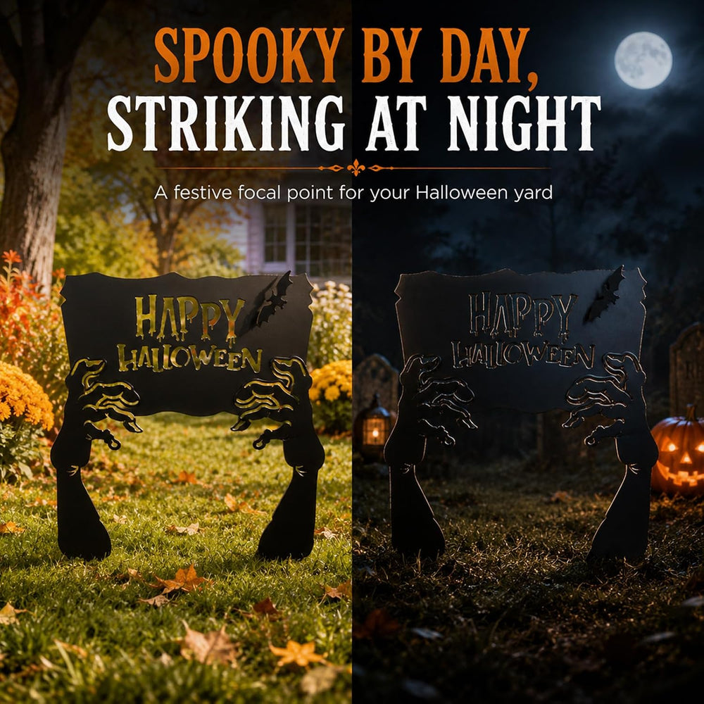 Metal Hand Happy Halloween Garden Stakes,Decorative Scary Yard Stakes