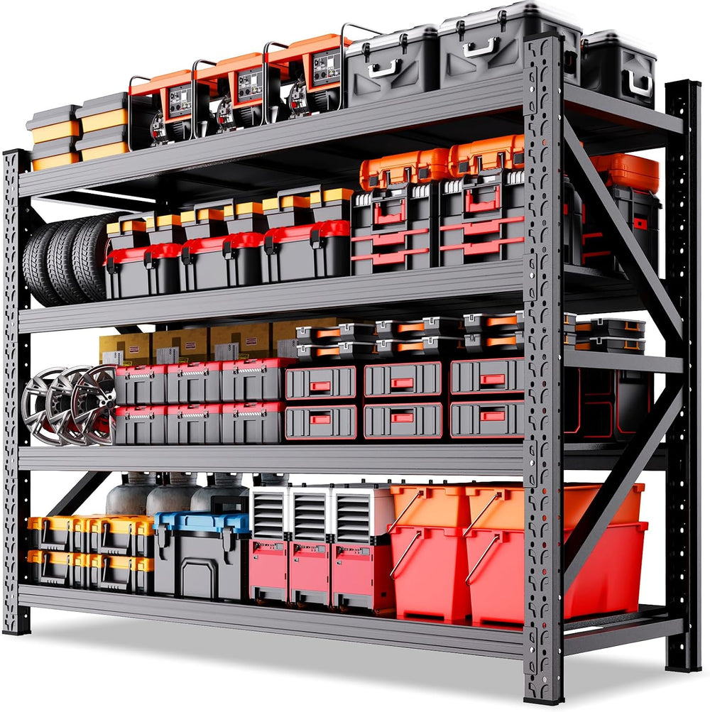 Garage Shelving 4 Tier Heavy Duty Storage Shelves 6000LBS Metal Shelving Unit...