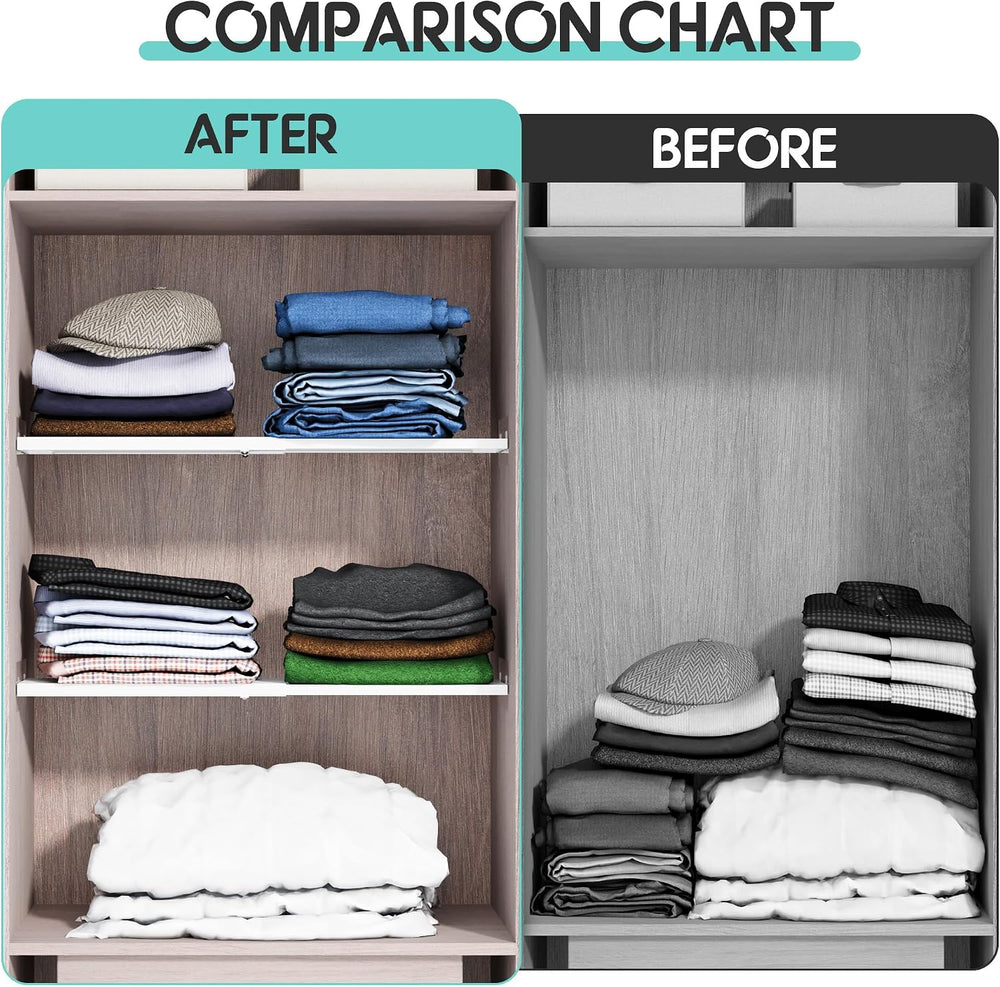 2Pcs Expandable Closet Tension Shelves Organizer, 17"~31.5"L x 11.8...