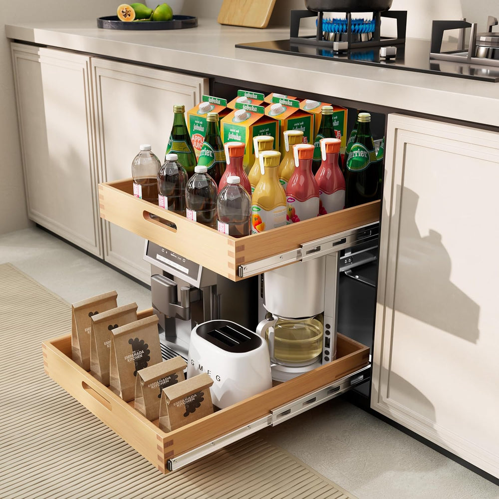 21"W x 21"D 2 Tier Pull Out Drawers for Cabinets, Farmeless&Farme