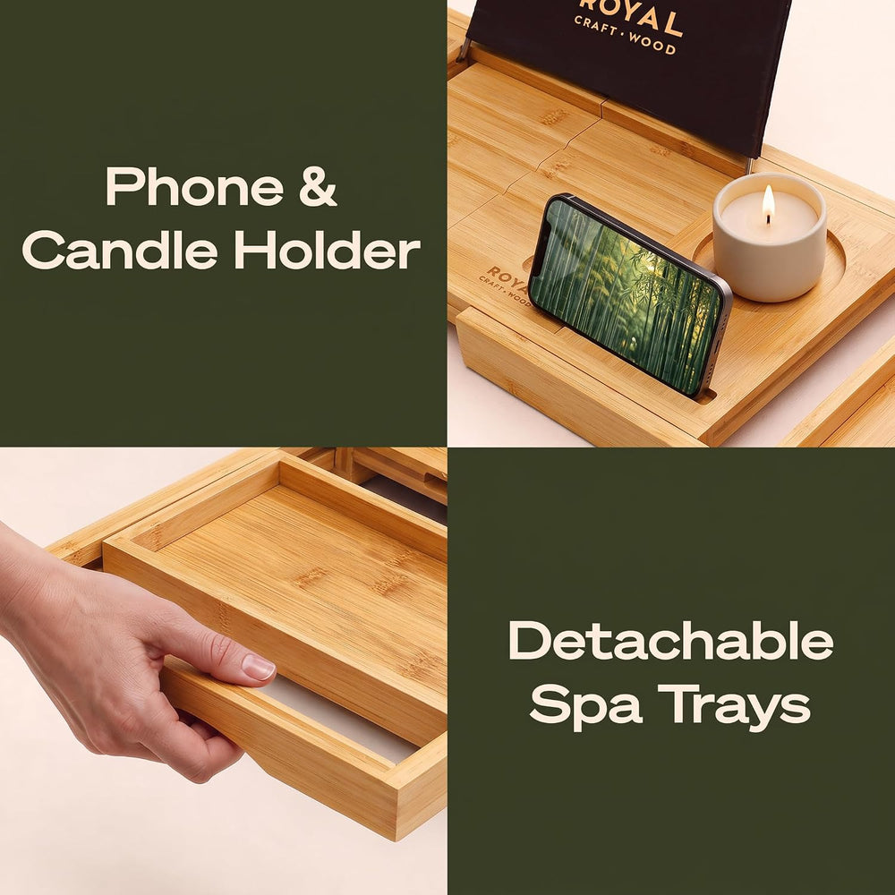 ROYAL CRAFT WOOD Premium Foldable Bathtub Tray Caddy - Wood Bath Tray for Tub...