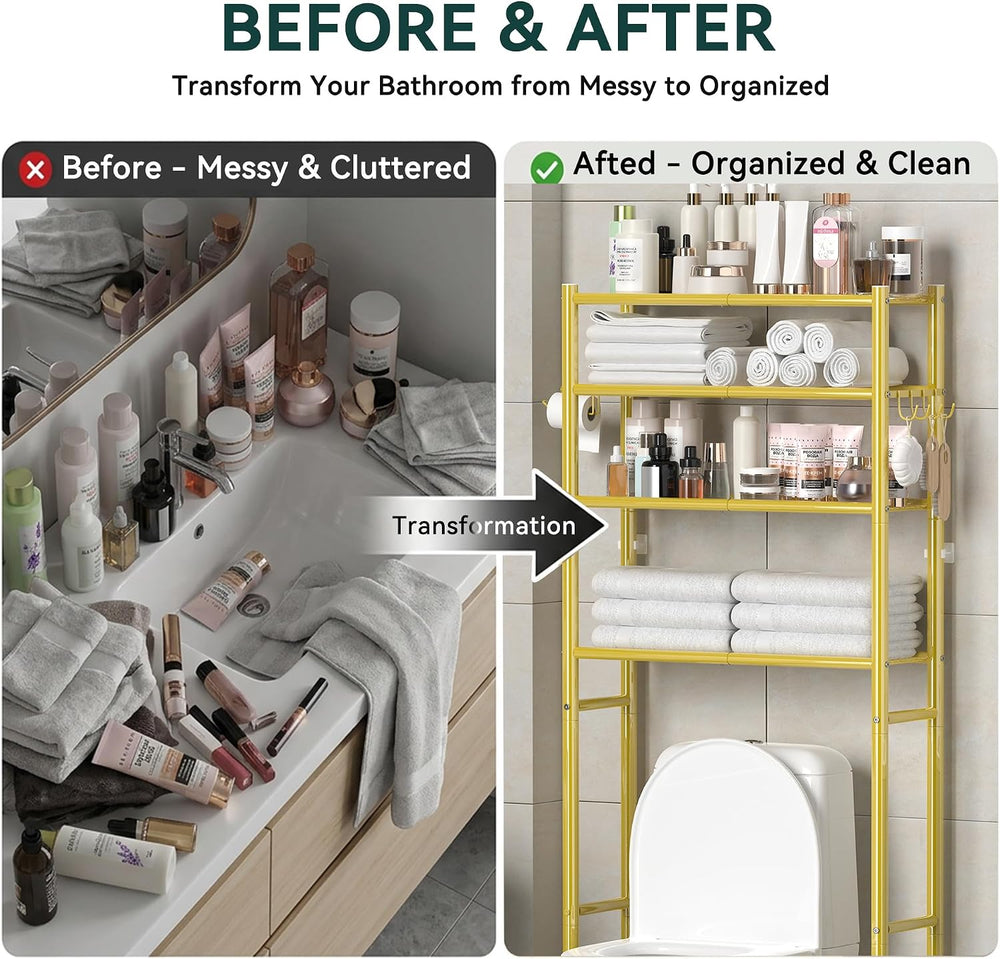 4-Tier Over The Toilet Storage Shelves, Gold