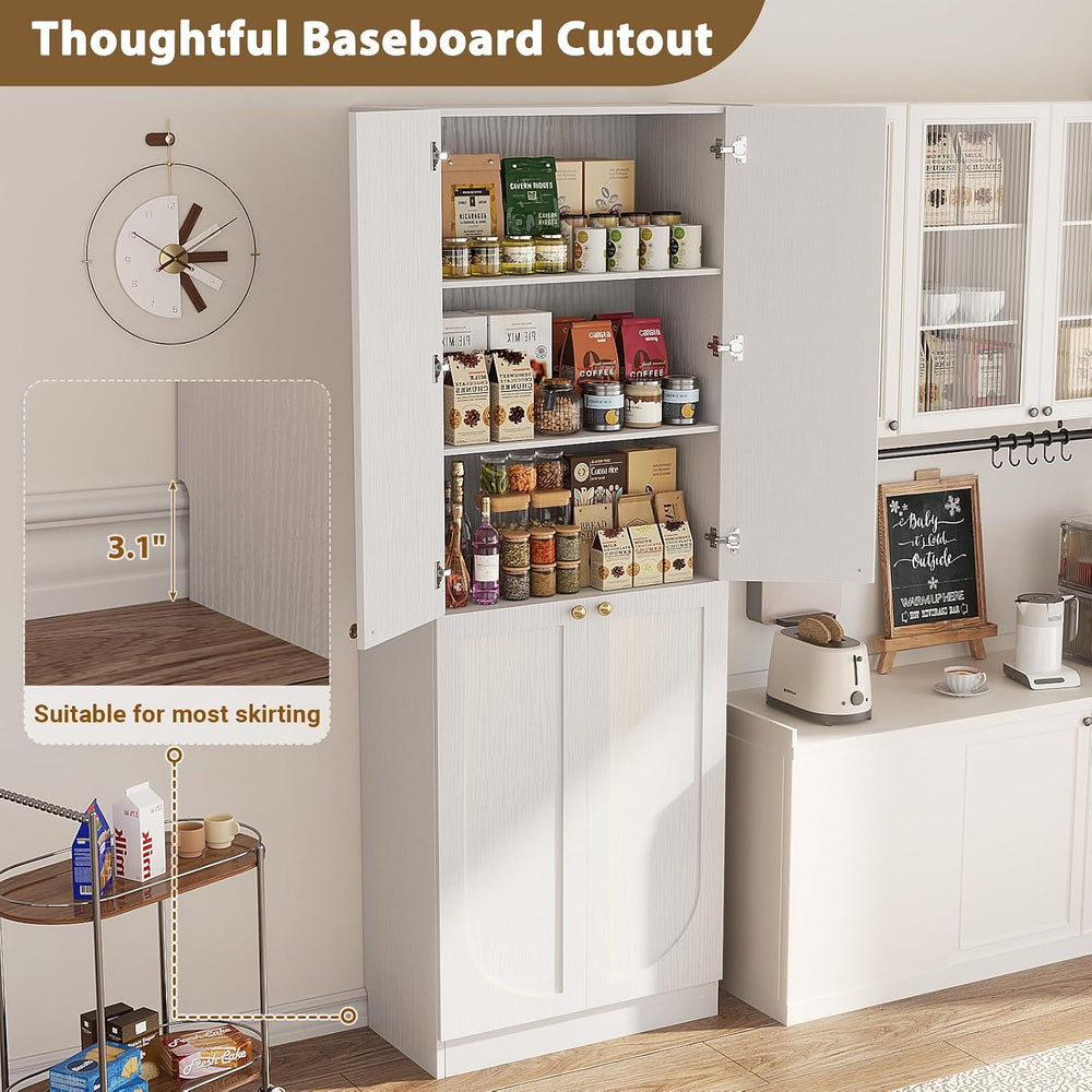 Cyclysio 80" Kitchen Pantry with 4 Soft Close Doors, Seamless Fit Wall