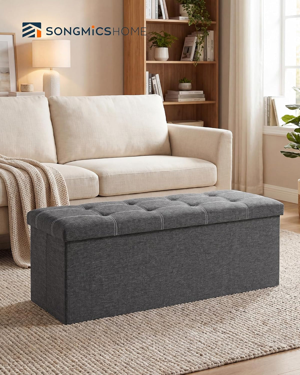 SONGMICS HOME Storage Ottoman, 35 Gallons End of Bench, 15.2 x 43.2 x 15.2 In...
