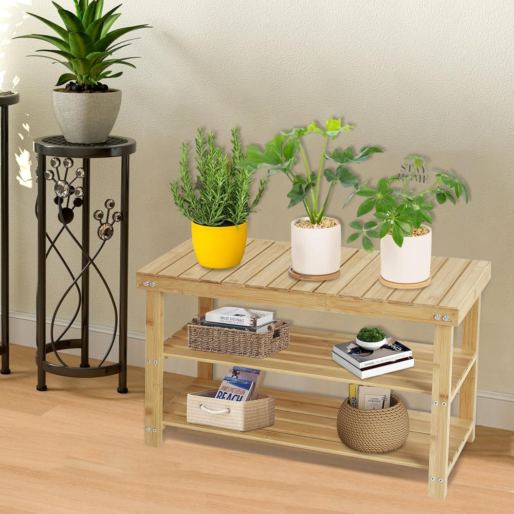 ACEHOME Shoe Rack Bench, 3 Tier Shoe Organizer for Entryway Storage, Big Wood...