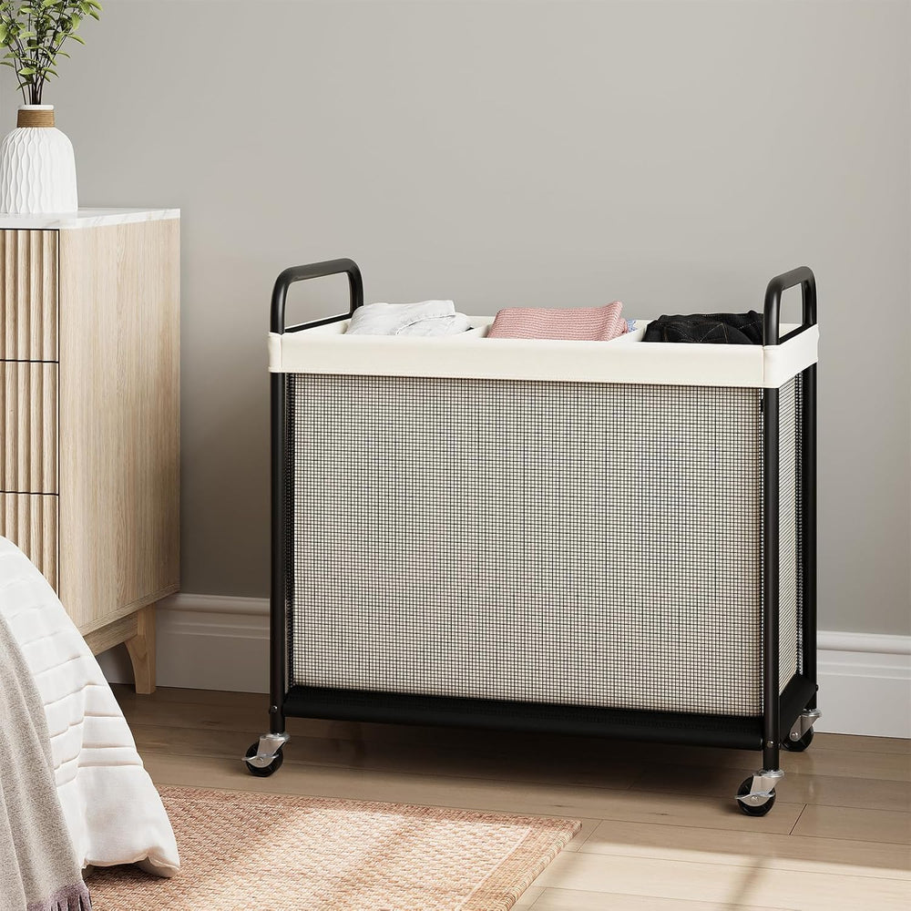 ELYKEN Laundry Hamper 3 Section, 120L Rolling Laundry Sorter with Wheels