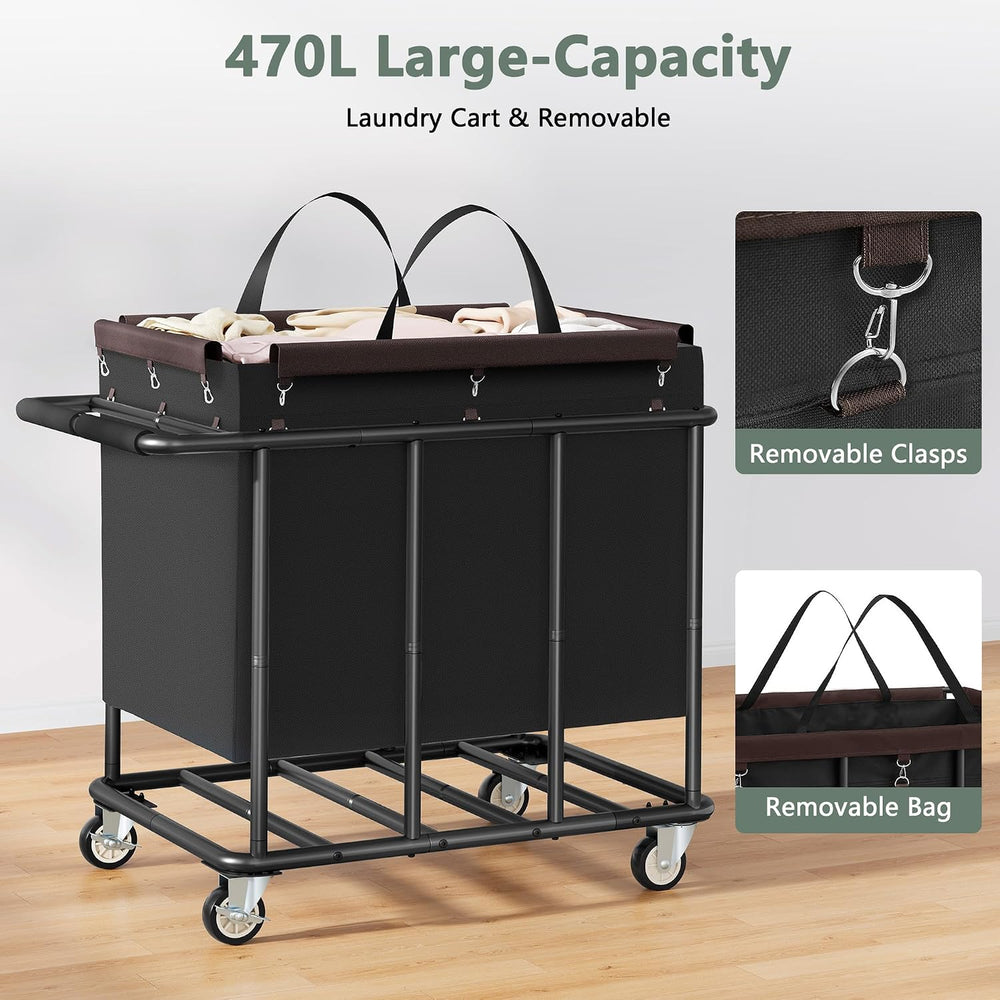 FAVOOSTY 470L Heavy Duty Commercial Laundry Cart with Wheels,Industrial Rolli...