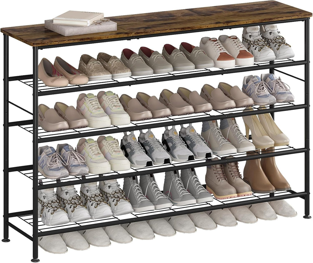 SUOERNUO 5 Tier Extra Long Shoe Rack Organizer Storage for Closet Entryway