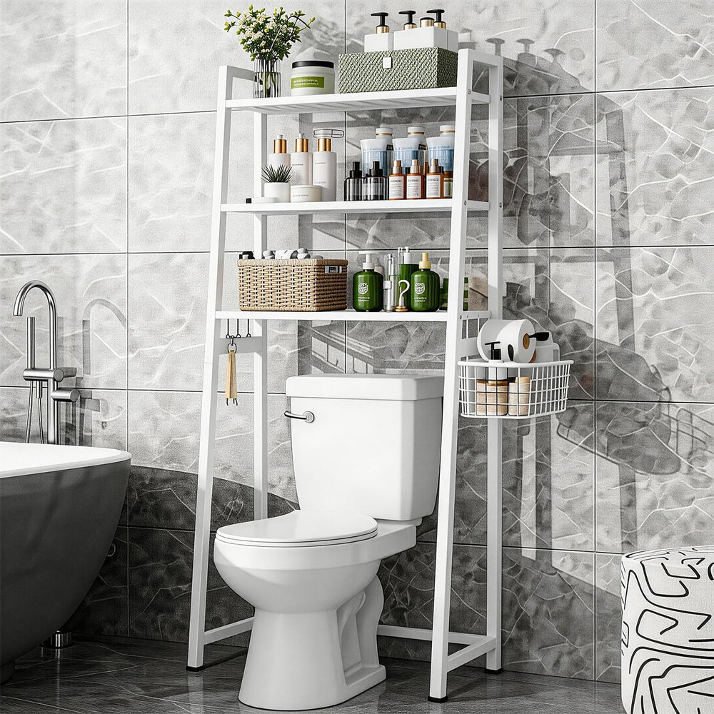 Over The Toilet Storage, Wooden 3-Tier Over-The-Toilet Rack Bathroom Space Sa...