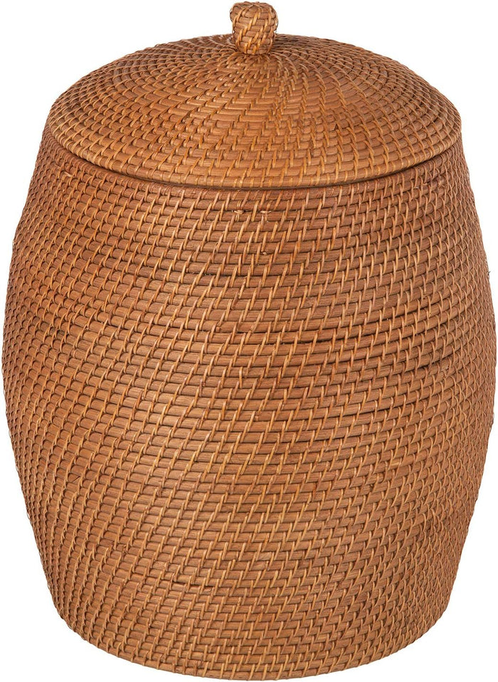 KOUBOO Laguna Rattan Beehive Laundry Hamper with Lid and Liner, Honey Brown
