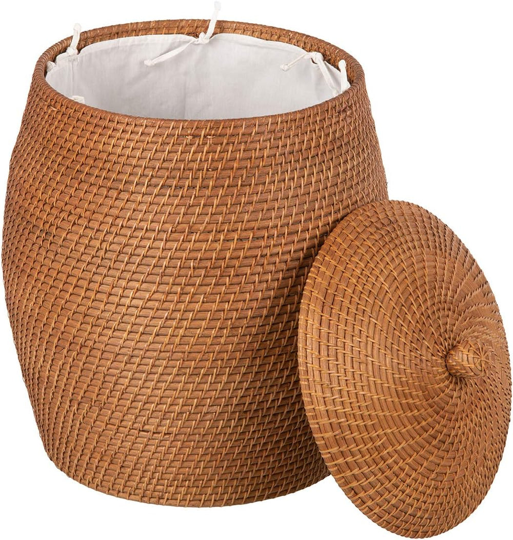 KOUBOO Laguna Rattan Beehive Laundry Hamper with Lid and Liner, Honey Brown