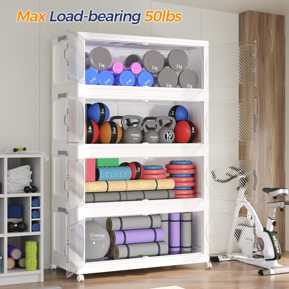 200GAL/800QT Plastic Storage Bins with Lids & Wheels, Collapsible Stackab...