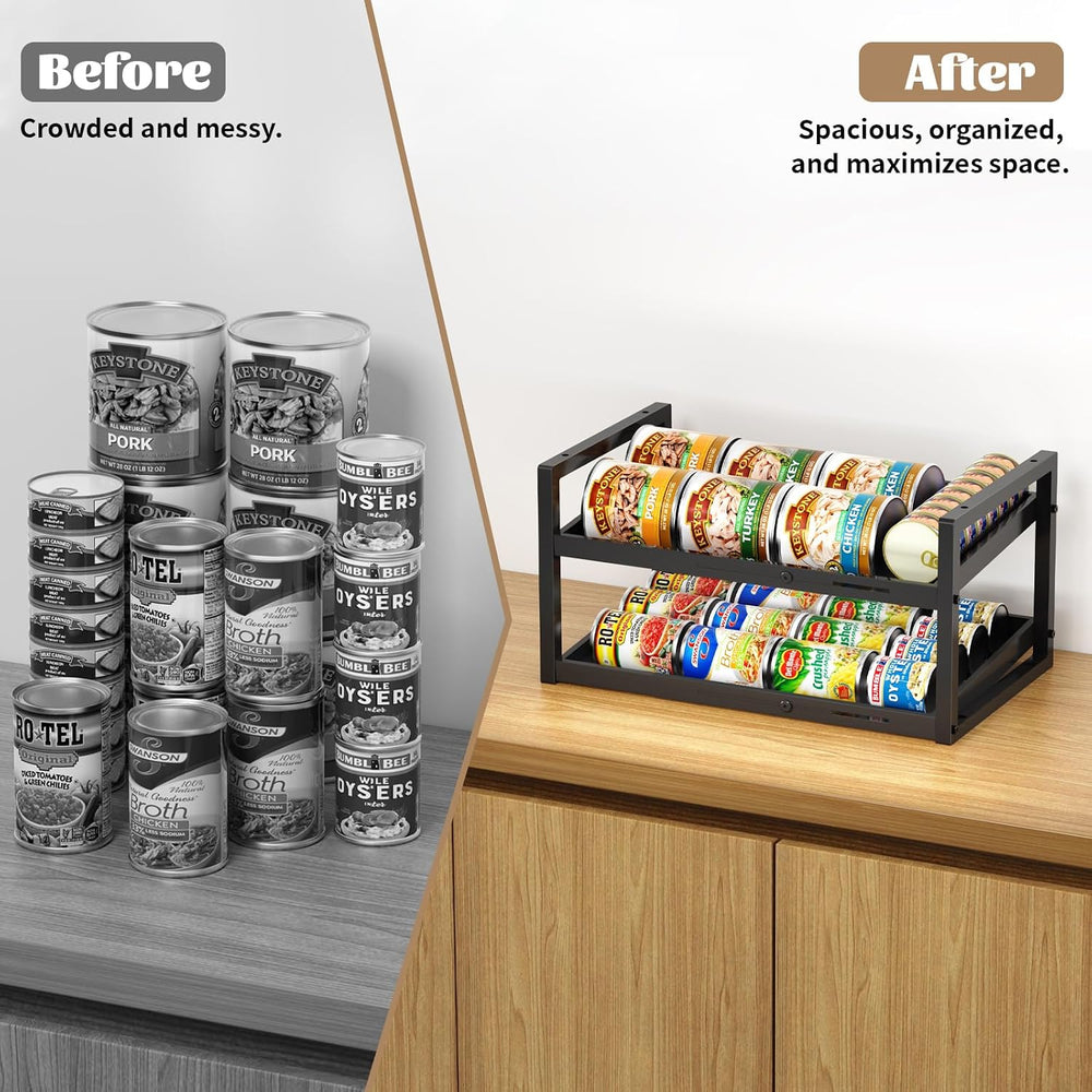 2-Tier Can Organizer for Pantry, Expandable Length Can Rack for Kitchen Shelf...
