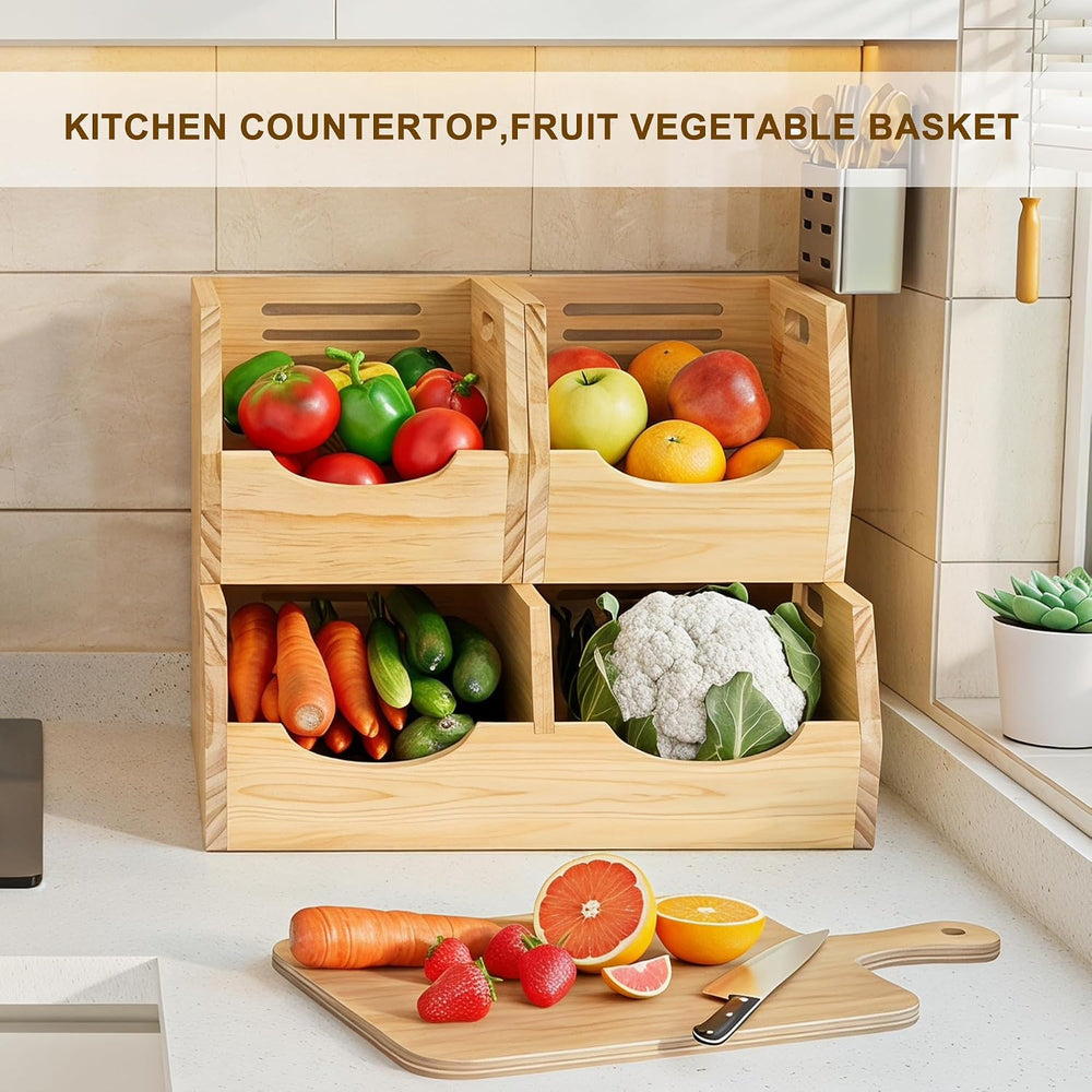 Large 2 Tier Stackable Potato and Onion Storage Bin for pantry