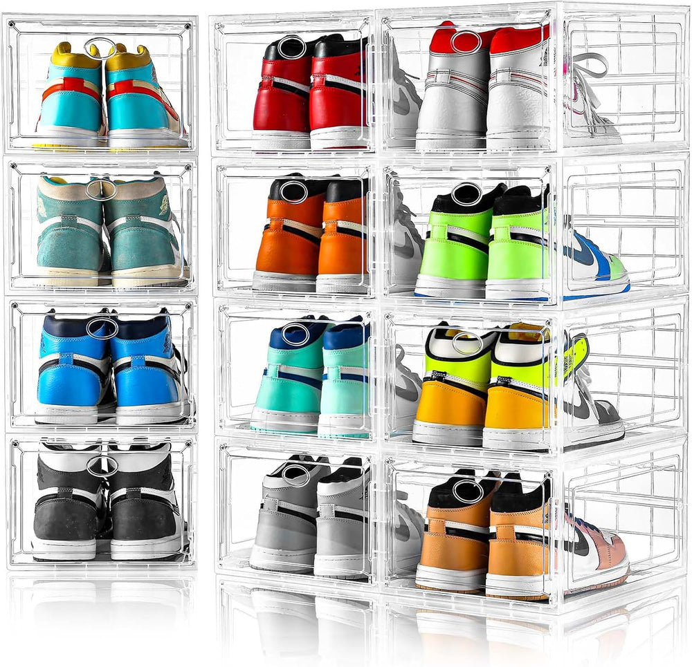 12 Pack Clear Shoe Boxes Stackable, Shoe Storage Boxes