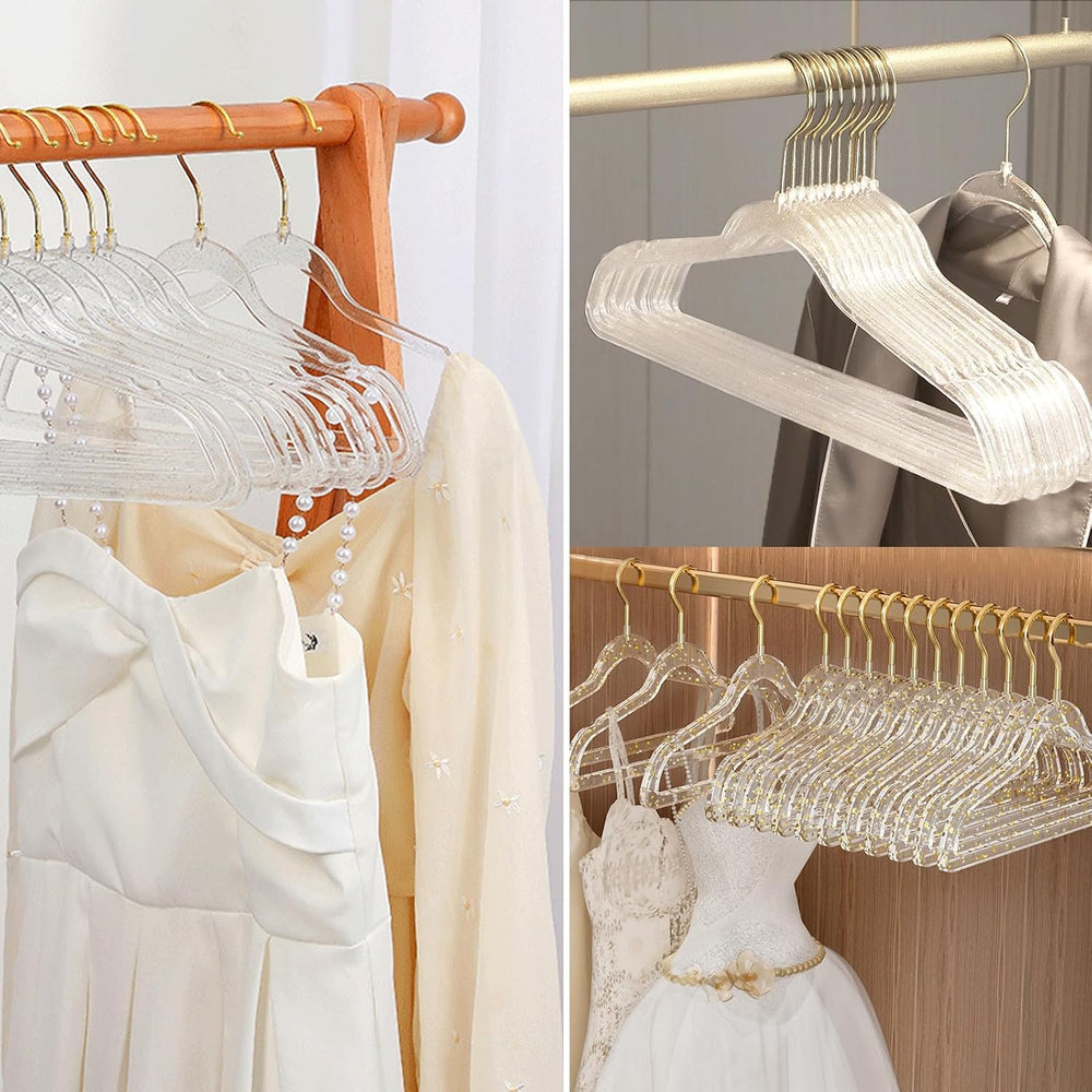 VSV stoage Clear Clothes Hangers 16", 40 Pack Plastic Coat Hanger for Ad...