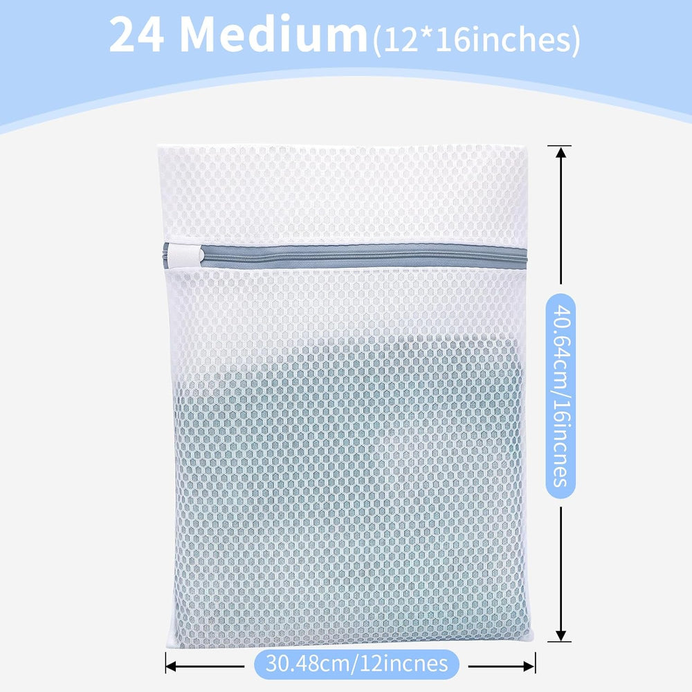 24PCS 12X16IN Laundry Bags Mesh Wash Bags for Strong Zipper