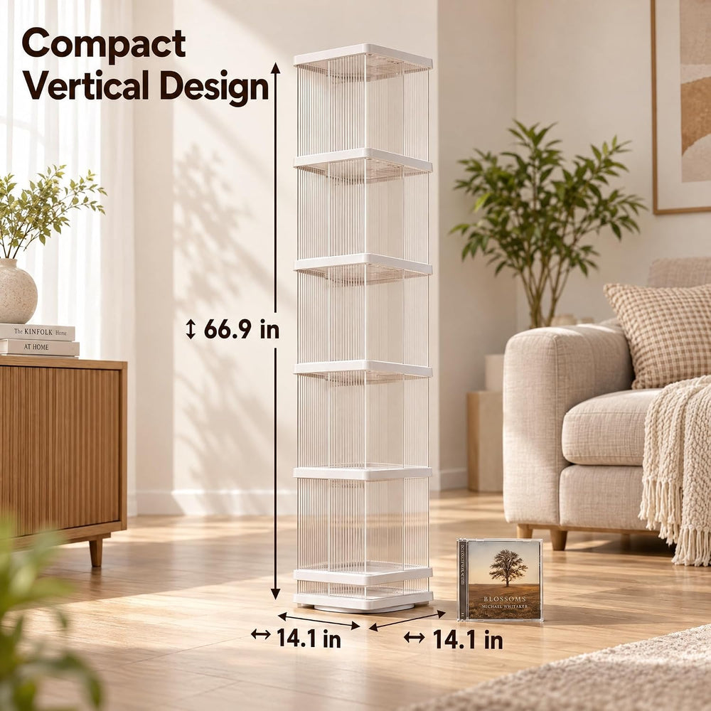 Heavy Duty 5-Tier Rotating Media Tower Rack for CDs DVDs Books