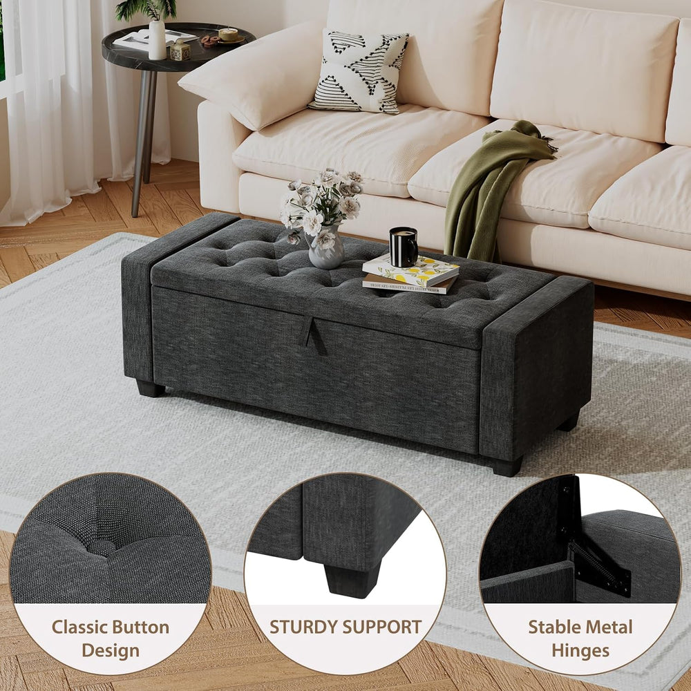 48''Storage Ottoman Bench,Ottoman Foot Rest with Legs,Storage Chest, ...