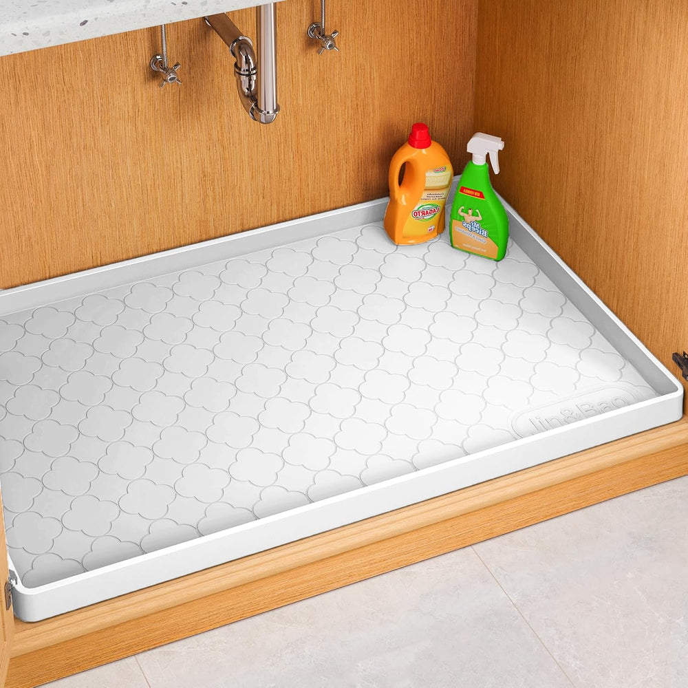 Jin&Bao Under Sink Mat 37" x 22" Waterproof Silicone Cabinet Ki...