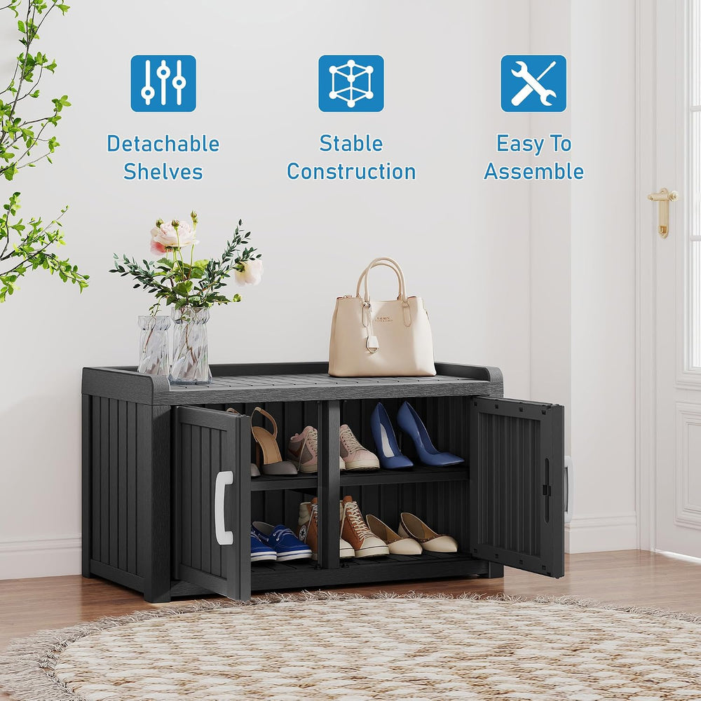 KAMABOKO 31.7" Shoe Storage Cabinet with Waterproof UV-Resistant, Entryw...