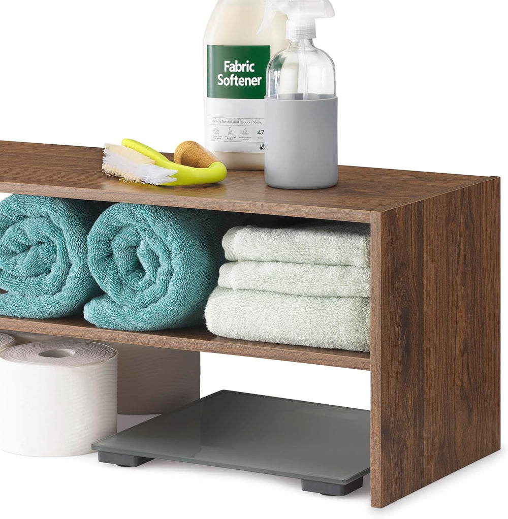 Whitmor Wood Stackable 2-Shelf Shoe Rack, Walnut, 24 inches,2 Pack