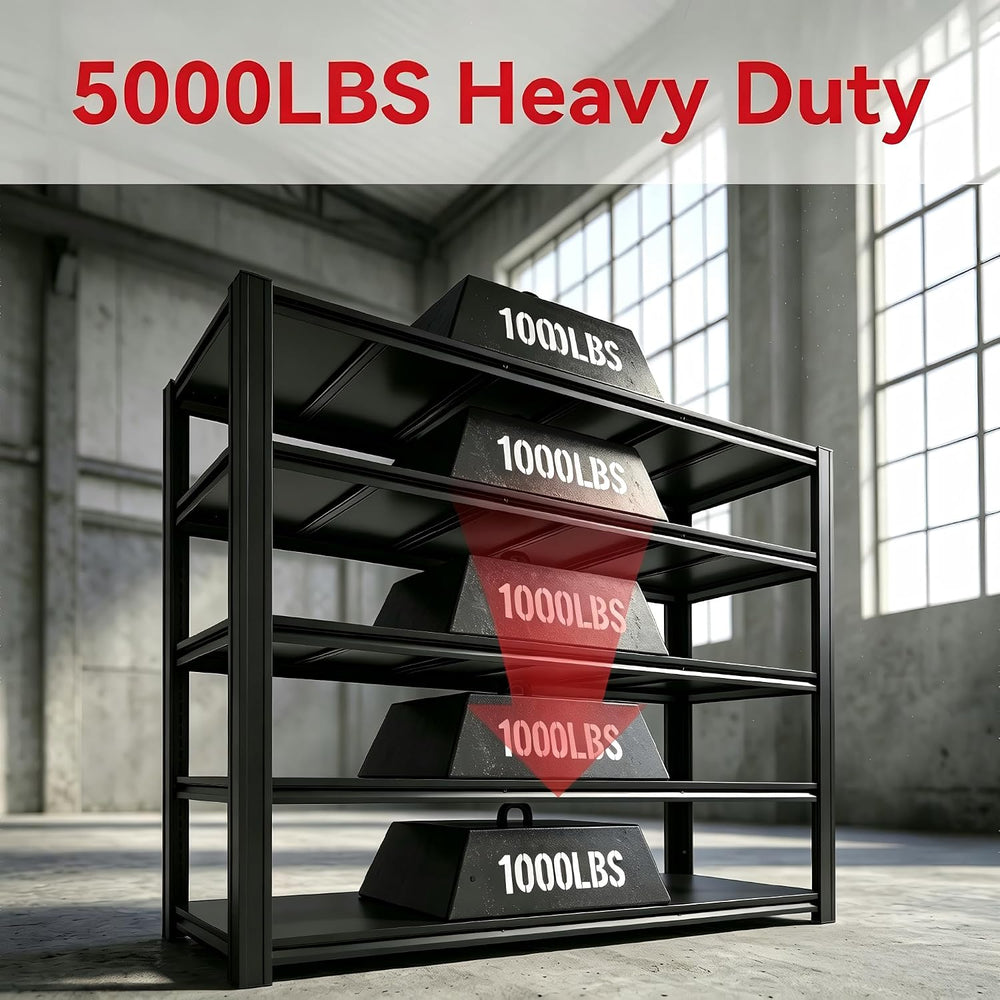 5-Tier Heavy Duty Garage Shelving, 5000LBS Capacity, 84" H x 62" W ...