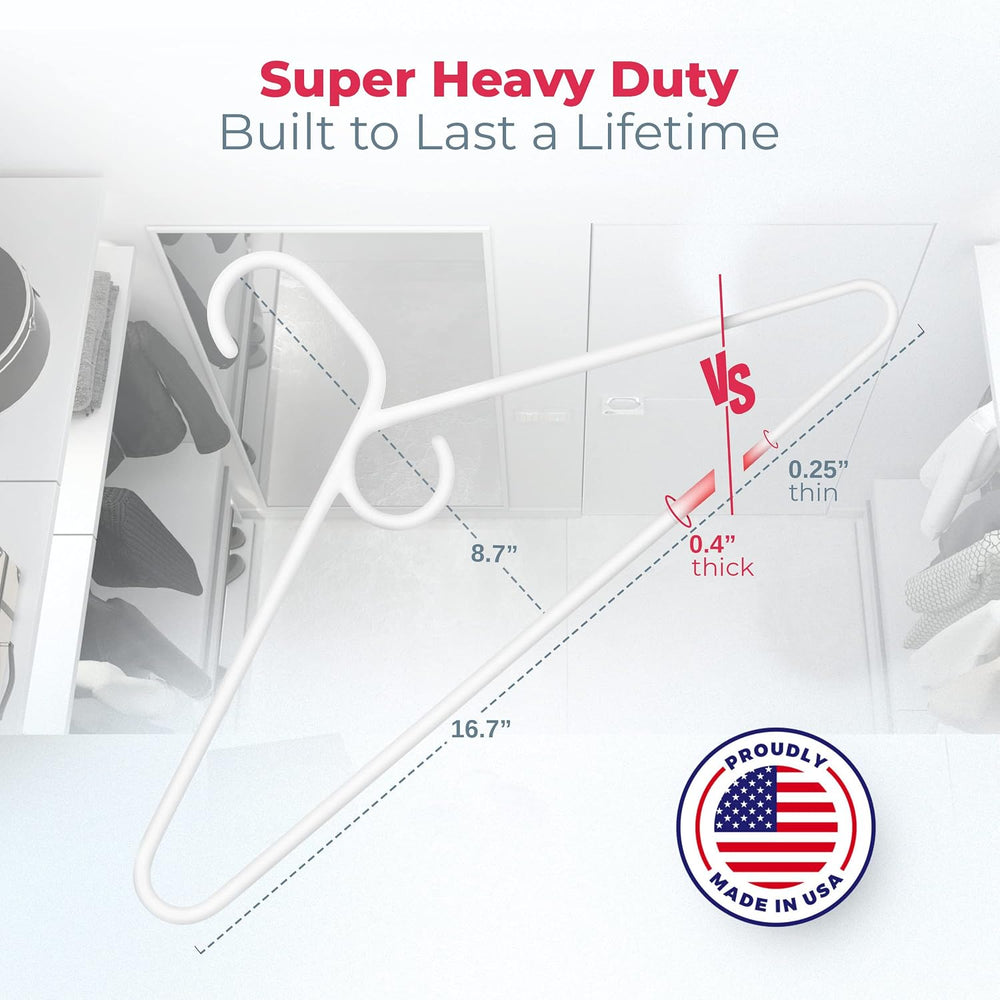 Super Heavy Duty Clothes Hangers 36 Pack – Made in the USA - 10lb Capacity, T...