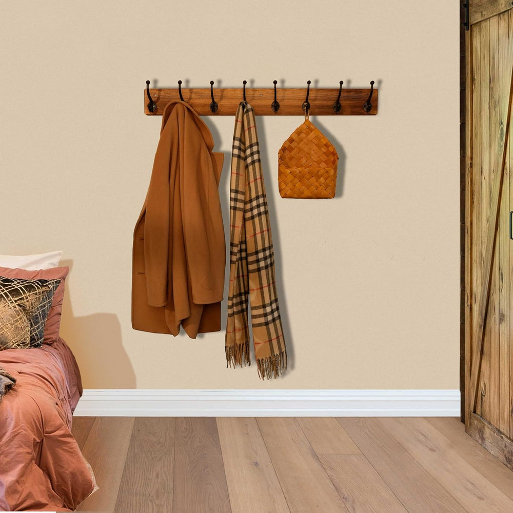 WEBI Rustic Coat Rack Wall Mount,35.43" Long 8 Cast Iron Coat Hooks Wall...
