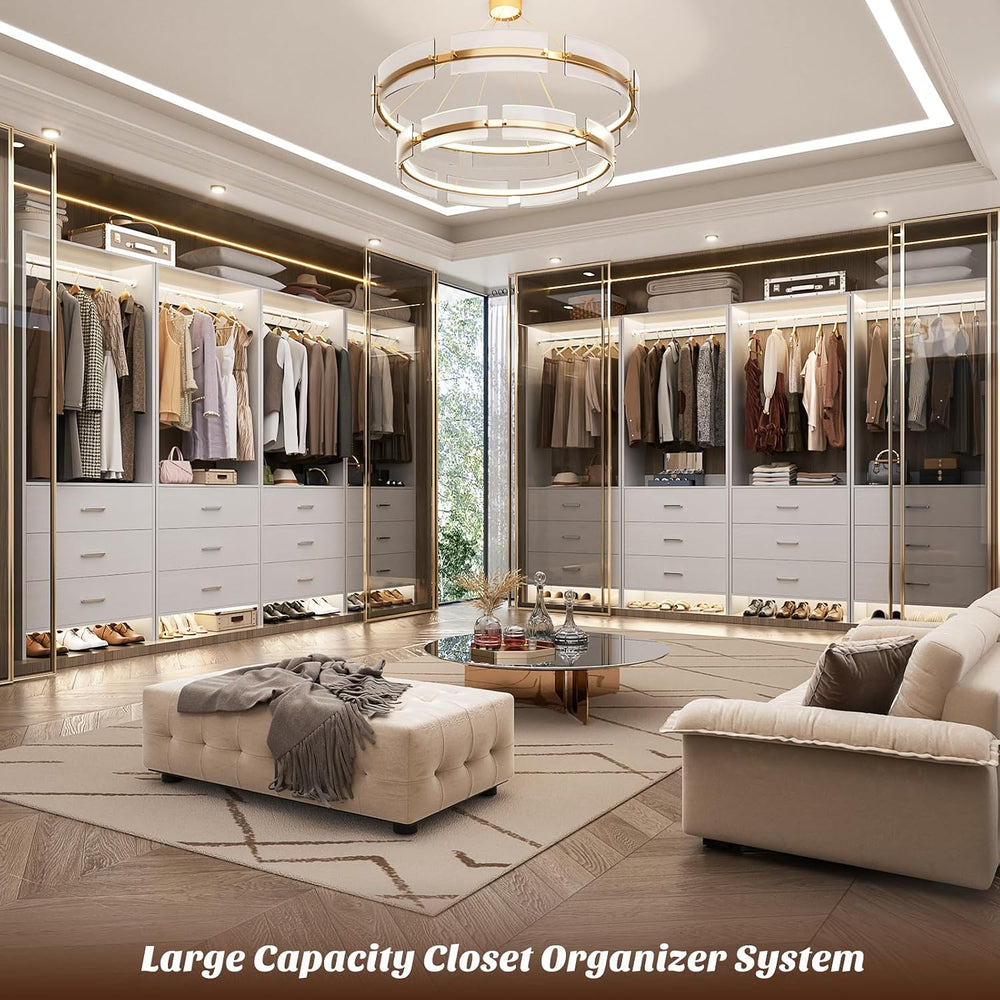 Aheaplus Closet System Closet Organizer, 7.2FT Closets, Set of 4,White