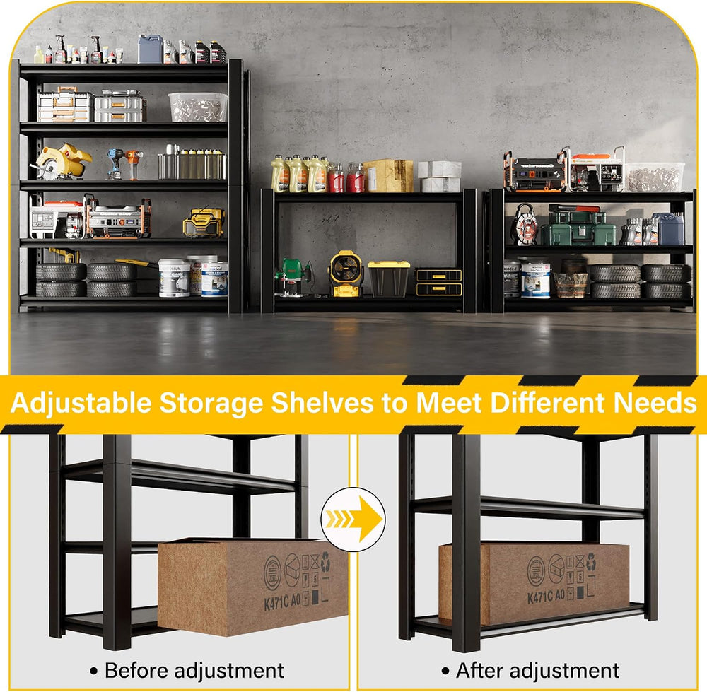 Heavy Duty Garage Shelving Units and Storage, 3000LBS 5 Adjustable Levels, 48...