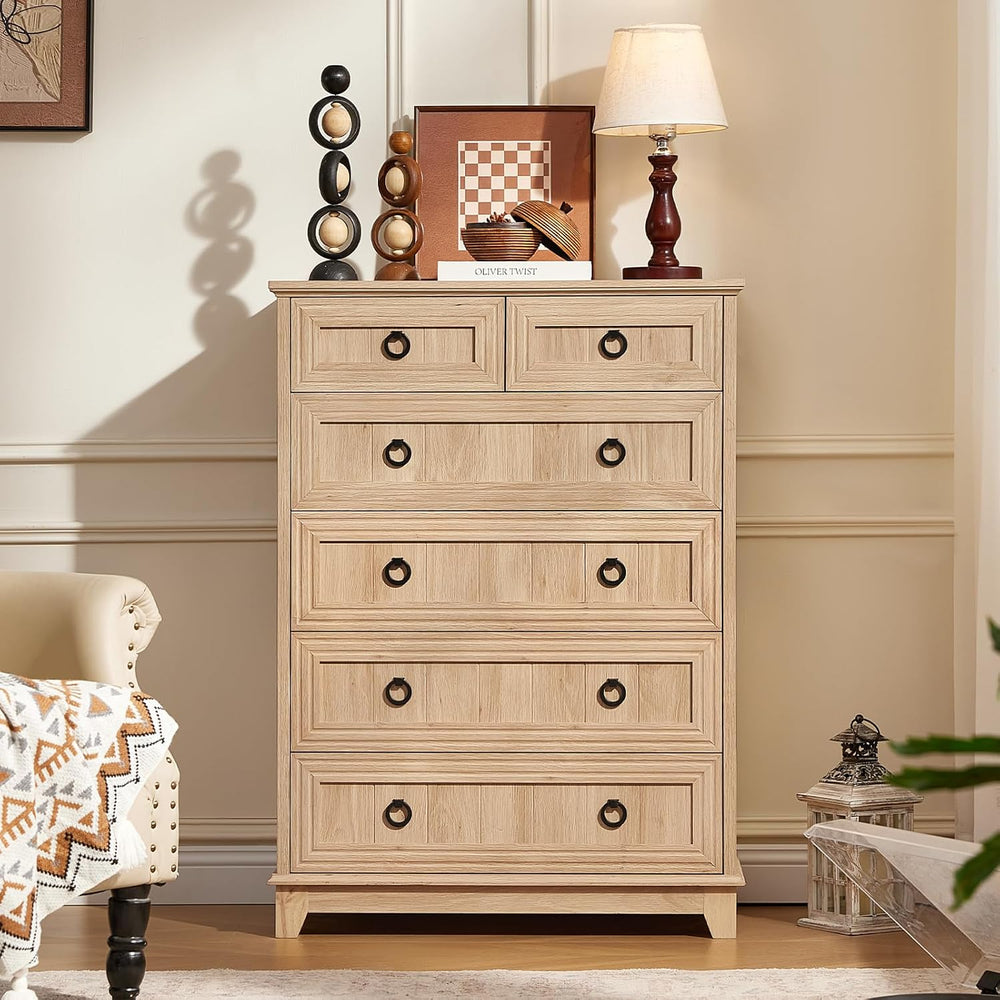 Joaxswe Farmhouse 6 Drawer Dresser for Bedroom, 41" Tall Chest of Drawers