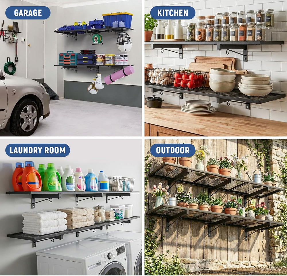2 Pack Garage Wall Shelf, Heavy Duty Garage Shelving, 46"X 12.5" Wa...