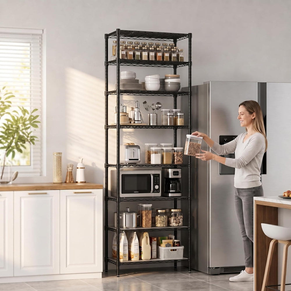Finnhomy 8-Tier Wire Shelving Unit Adjustable Steel Wire Rack Shelving, 80.7 ...