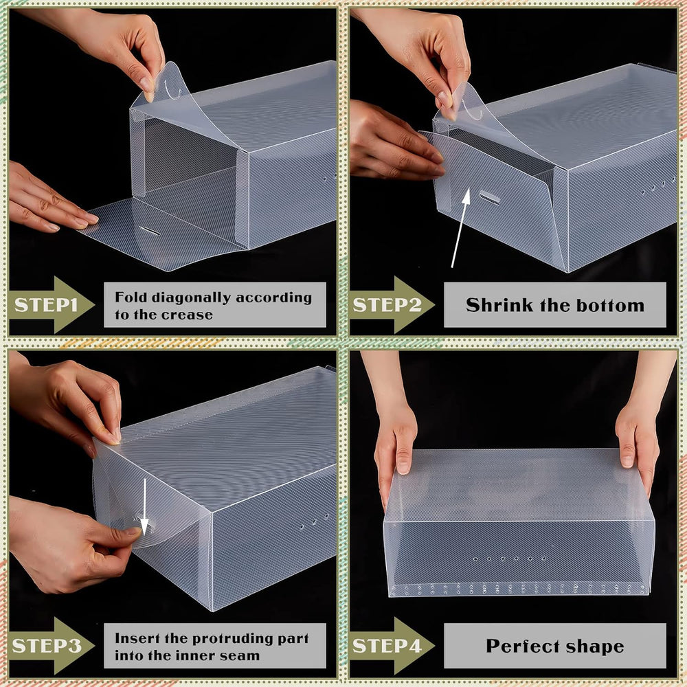 Sintuff 20 Pcs Clear Shoe Boxes Plastic Stackable, 11.8 x 7.5 x 3.7 Inches