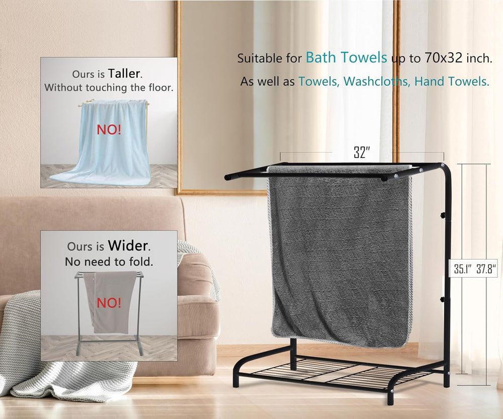 Large Freestanding Towel Rack for Oversized Bath Towels