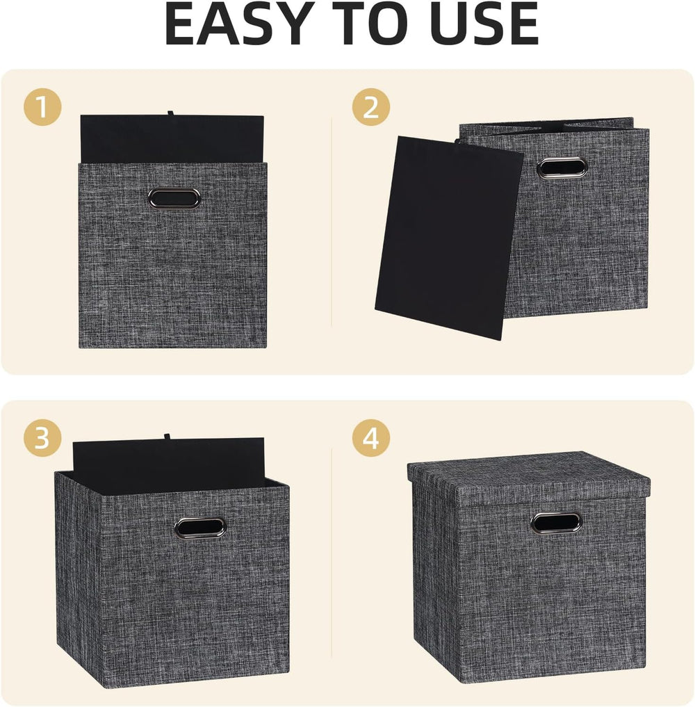 Posprica Storage Bins with Lids,13×13×13 Foldable Storage Cube Baskets Boxes ...
