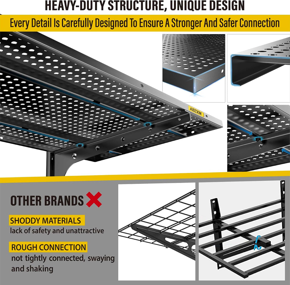Aecxm 1pack×2 Tier 1.3x4ft Garage Shelving Wall Mounted, 260lbs Load Capacity...