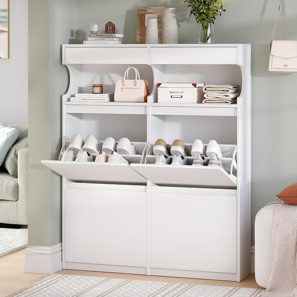 Hzuaneri Shoe Cabinet, Narrow Hidden Shoe Storage Cabinet for Entryway