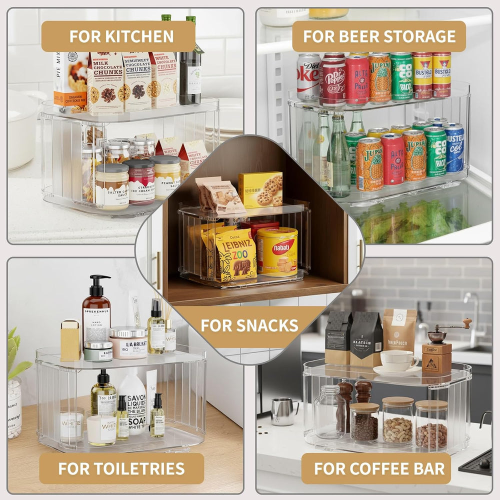 2-Tier Lazy Susan Turntable Organizer for Cabinet/Countertop/Pantry/Bathroom/...