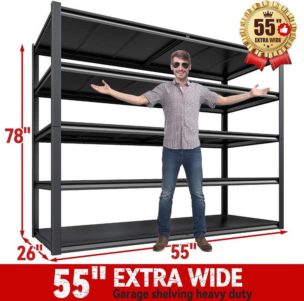 REIBII 78" H Storage Shelves, Garage Shelving Heavy Duty Load 3000LBS, A...